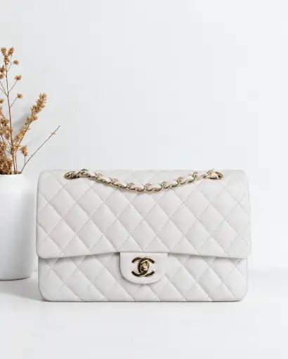 Chanel Classic Flap Medium - Caviar Quilted White Gold Hardware Series 29