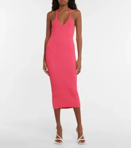 Helmut Lang - Ribbed-knit halterneck midi dress
