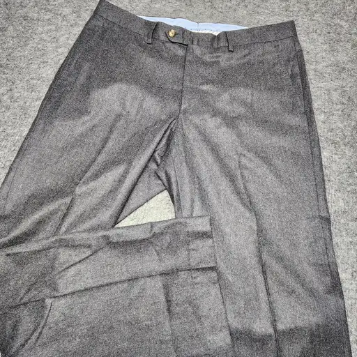 Luciano Barbera Wool Flat Front Dress Pants Flannel Trousers 36x31 Made in Italy