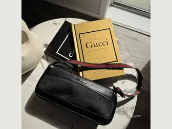 Vintage Gucci Black Denim Web Strap Pochette