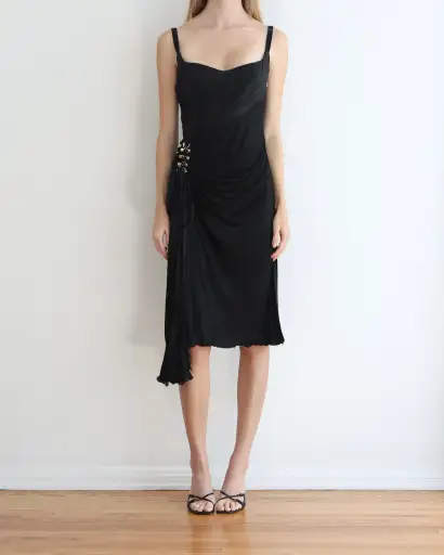 Roberto Cavalli Black Draped Dress S