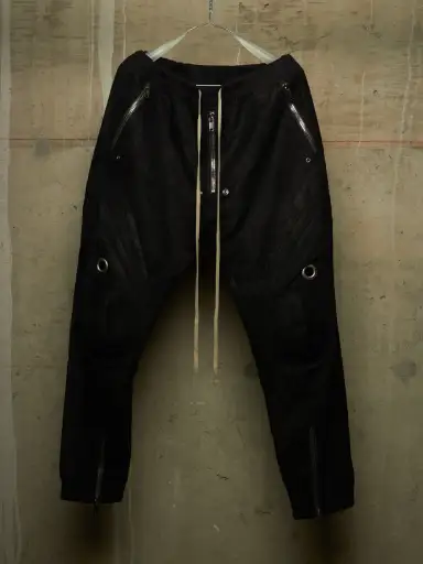 Rick Owens SS21 "PHLEGETHON" BLACK Blistered Lamb Leather Jogger Biker Pants