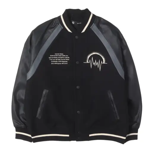 24AW ×GU 袖フェイクレザー メルトン スタジャン