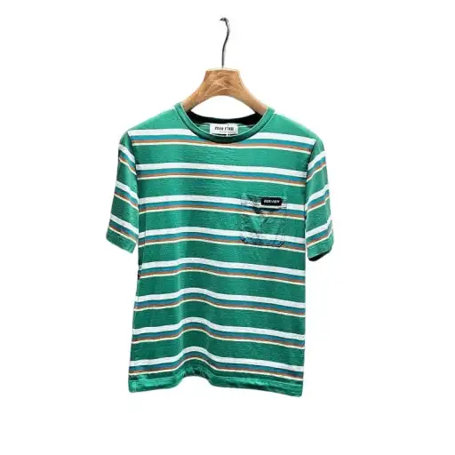 Miu Miu Striped Logo Pocket T-Shirt Size S