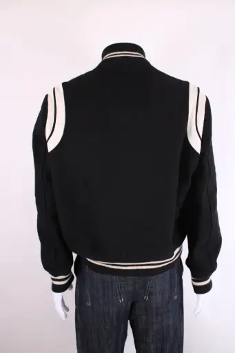 Saint Laurent Teddy Varsity Bomber Black 54