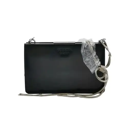 PRADA black cowhide leather shoulder bag
