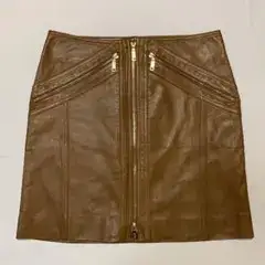 CELINE sheepskin leather zip mini skirt