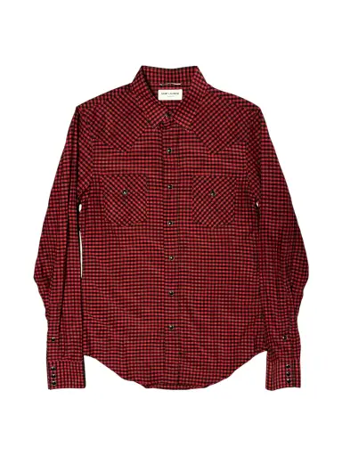 Saint Laurent SS15 Red Plaid Western Shirt