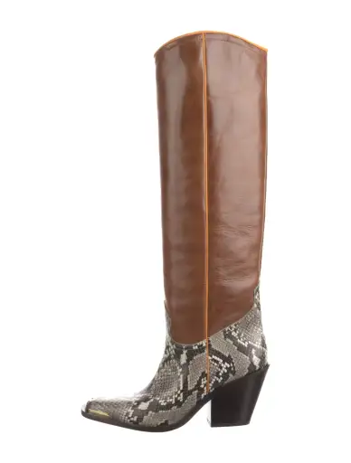 Leather Animal Print Western Boots