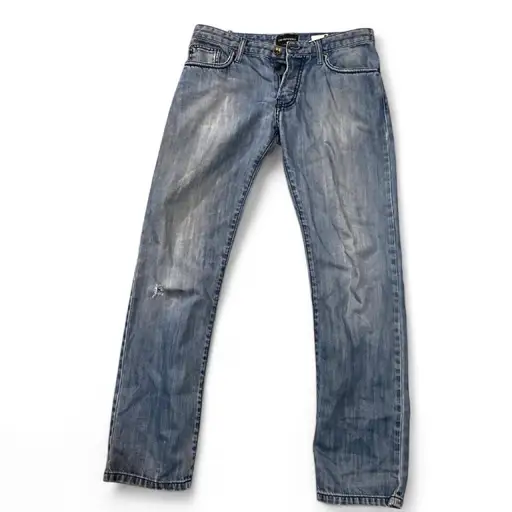 Emporio Armani Jude sexy fit Blue denim jeans with a distressed look #distressed #denim