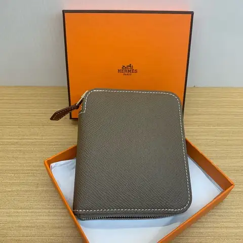 HERMES 愛馬仕 Silk'In拉鍊閉合 大象灰色錢包