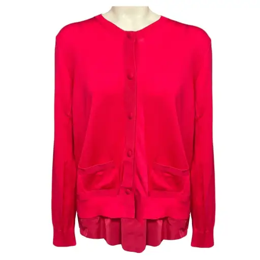 Moncler Fuchsia Pink Maglia Tricot Cardigan Sweater