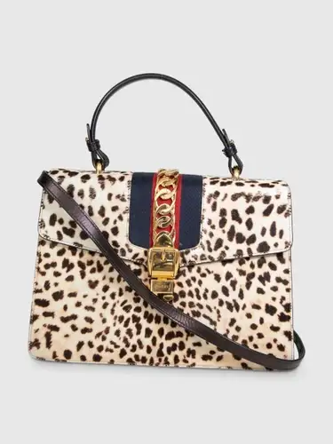 Leopard Ponyhair Medium Sylvie Top Handle Bag