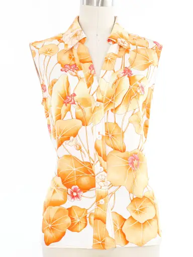 Hermes Les Capucines Sleeveless Top