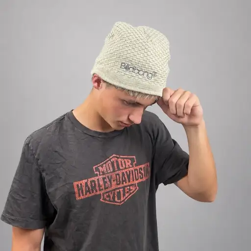 Billabong Vintage Y2K Textured Knit Beanie Surf Skater Surf Hat Logo