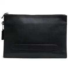 COACH F68154 Structured Pouch / コーチ クロスグレインレザー 牛革 ブラック 黒 セカンドバッグ/クラッチバッグ メンズ