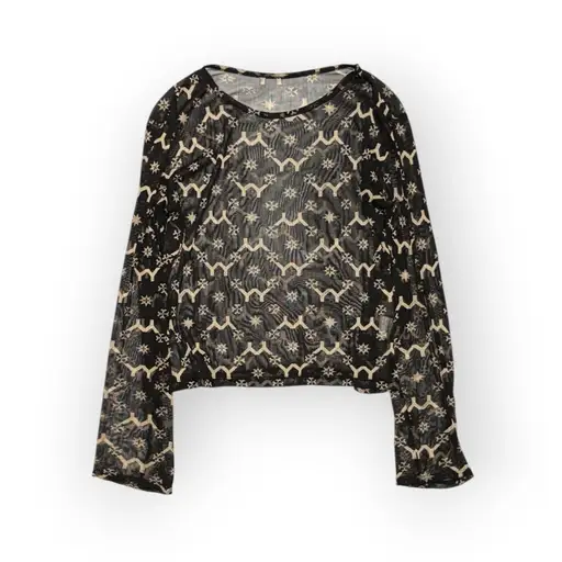 Yohji Yamamoto F/W 2007 logo print silk mesh top ヨウジヤマモト 07AW モノグラム ロゴ メッシュトップ