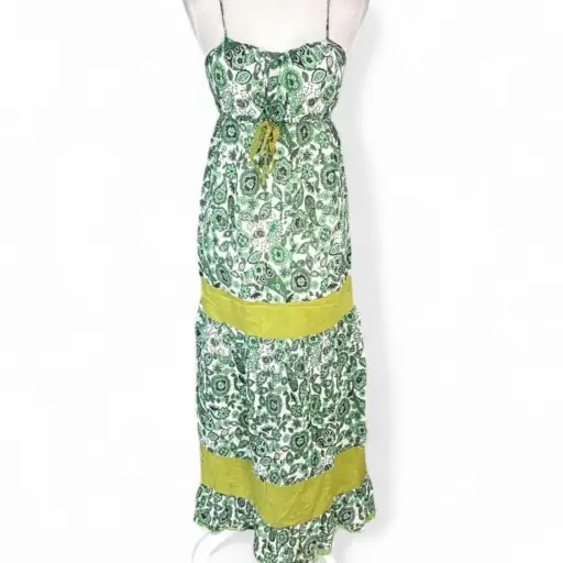 Green Boho cottage maxi sun dress size large brand : Ten