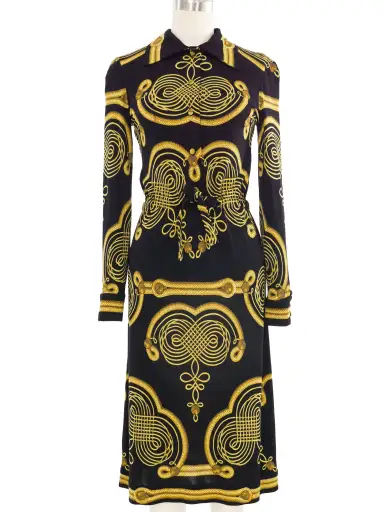 Hermes Printed Jersey Shirt Dress