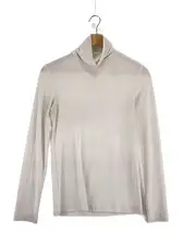 LUTZ HUELLE Long-Sleeve Cut and Sew Top, Size 38, Polyester, White, LZ-A21-0000-