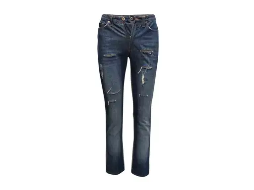 Medium Wash Denim & Glen Plaid D&G Patchwork Pants Size IT 42