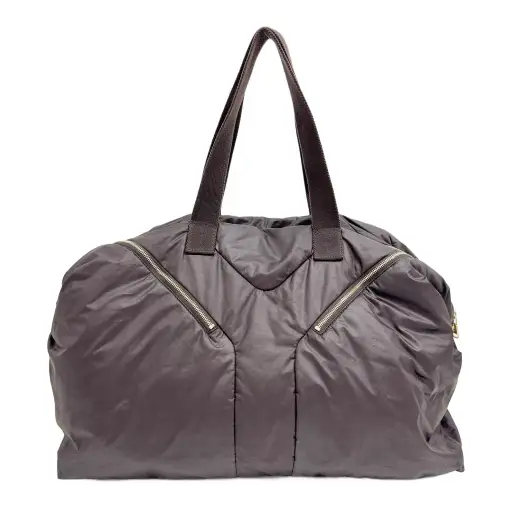 Large Y Brown Nylon Tote Bag