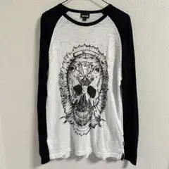 Just Cavalli スカルプリント ラグランカットソー M Y2K