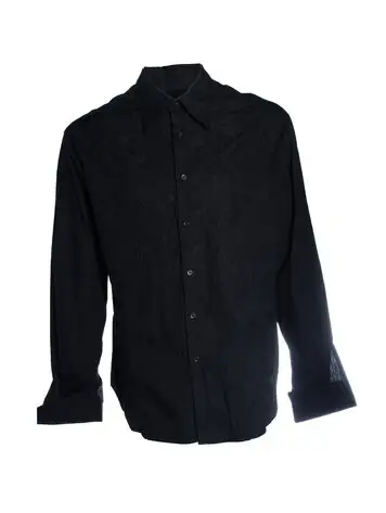 Ferre jeans, black French cuff embroidery shirt