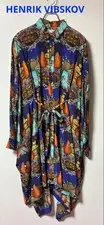 HENRIK VIBSKOV Silk Shirt S Long Sleeve Patterned 100% Silk