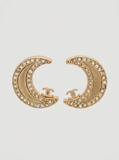 Kolczyki Chanel Coco Mark Moon Spring 2001, złocone, klipsy