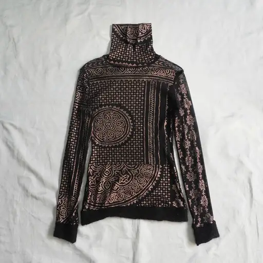 "Jean Paul Gaultier FEMME" paisley print power-net top