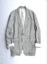 Forme d'Expression Striped Linen Cotton Silk Jacket M Italy Men's