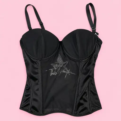 Thierry Mugler Black Logo Corset Bustier Top