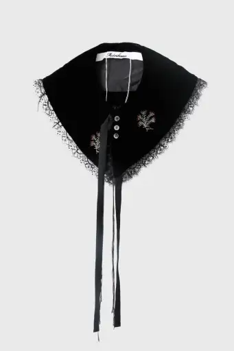 MIDORIKAWA EMBROIDERY VELVET COLLAR