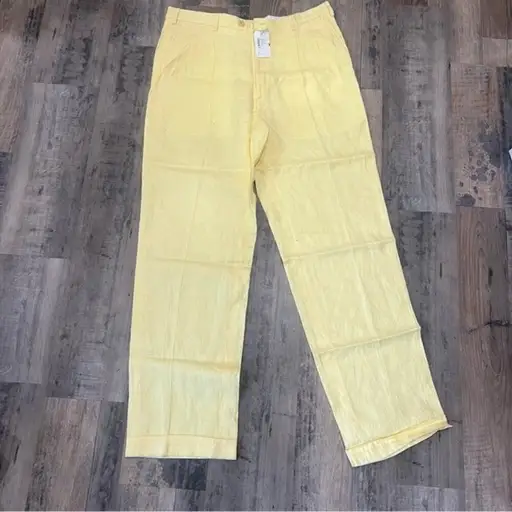 Brioni Cannes Yellow Linen Pants | 100%‎ Linen | Made in Italy | Size 36
