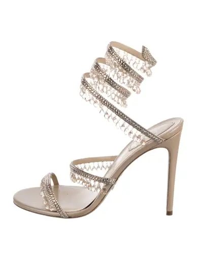 Leather Crystal Embellishments Sandals