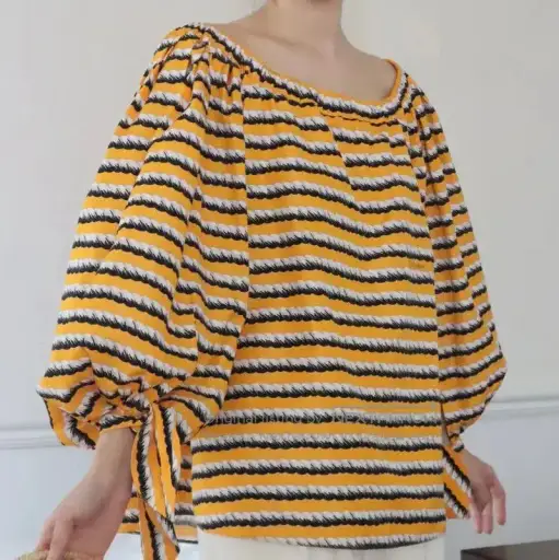 YSL Striped Cotton Short Sleeve Shirt for Women .