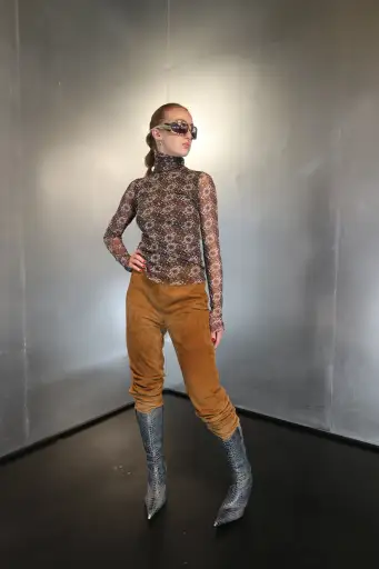 Vintage Celine Paris High-Waisted Suede Trousers