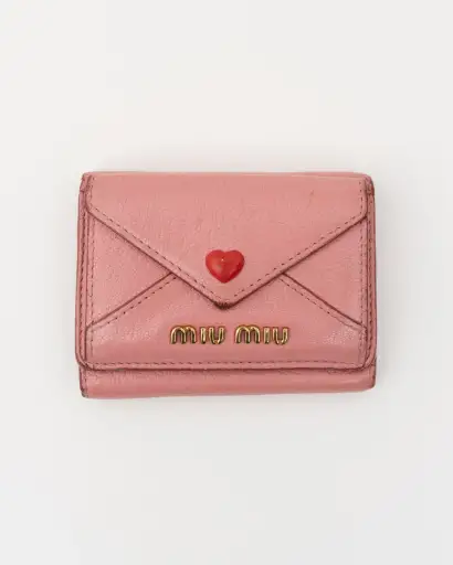 2000s MIU MIU Pink Madras Love Letter Mini Envelope Wallet