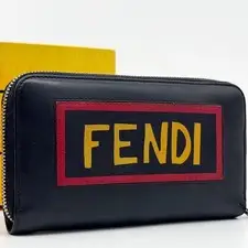 Fendi LOVE Round Zip Long Wallet Black Leather with Box Excellent gift