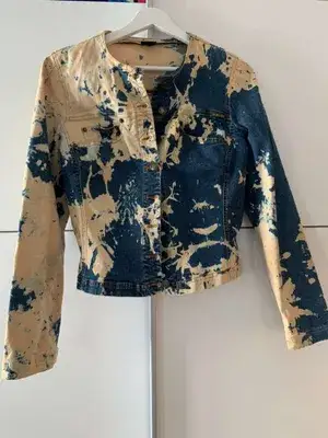 Plein Sud Original Vintage Batik Tie-Dy Jeans Jacke Damen Batik-Optik 90er