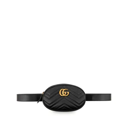 Black Gucci GG Marmont Matelasse Calfskin Belt Bag