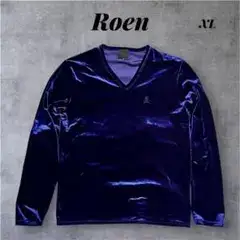 Roen ロエン ベロア Vネック ロンT LL 青紫 Y2K 長袖 カットソー