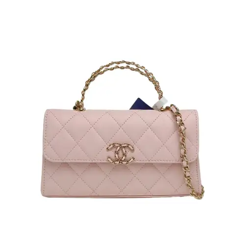CHANEL kelly series 25S cross handle 19cm Blush Pink Grained Calfskin