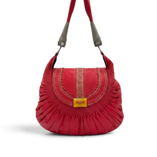 Christian Dior Fuchsia Pink Pleated Leather Shoulder Bag