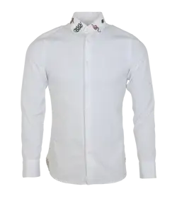 Gucci Embroidered Symbols Shirt, Mens, Cotton, White, Sz XS, 3*