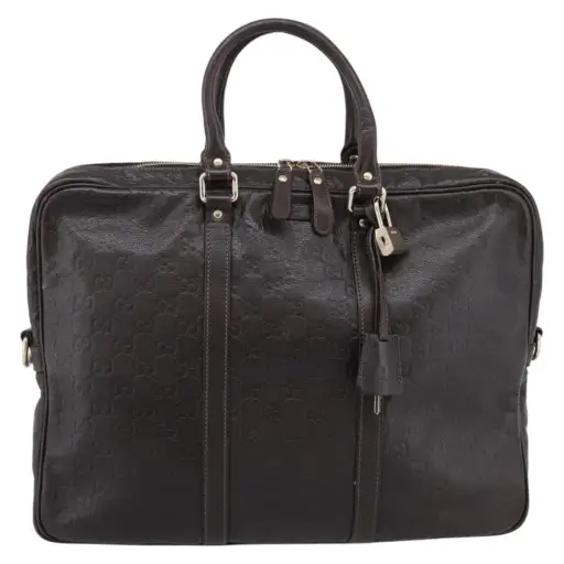 Gucci Eden Guccissima Leather Brown Leather Briefcase Bag (Pre-Owned)