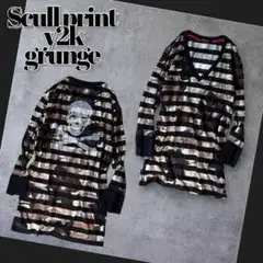 archive striped scull print tee y2k punk