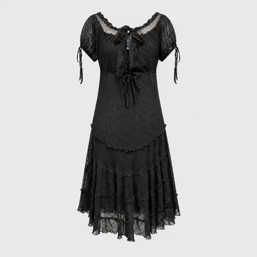 Black Eyelet Lace Dress Jean Paul Gaultier 2000s