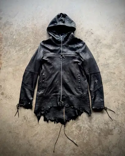 Leather Cross Zip Hoodie